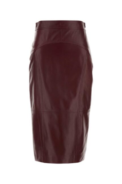 Burgundy leather Taiga skirt