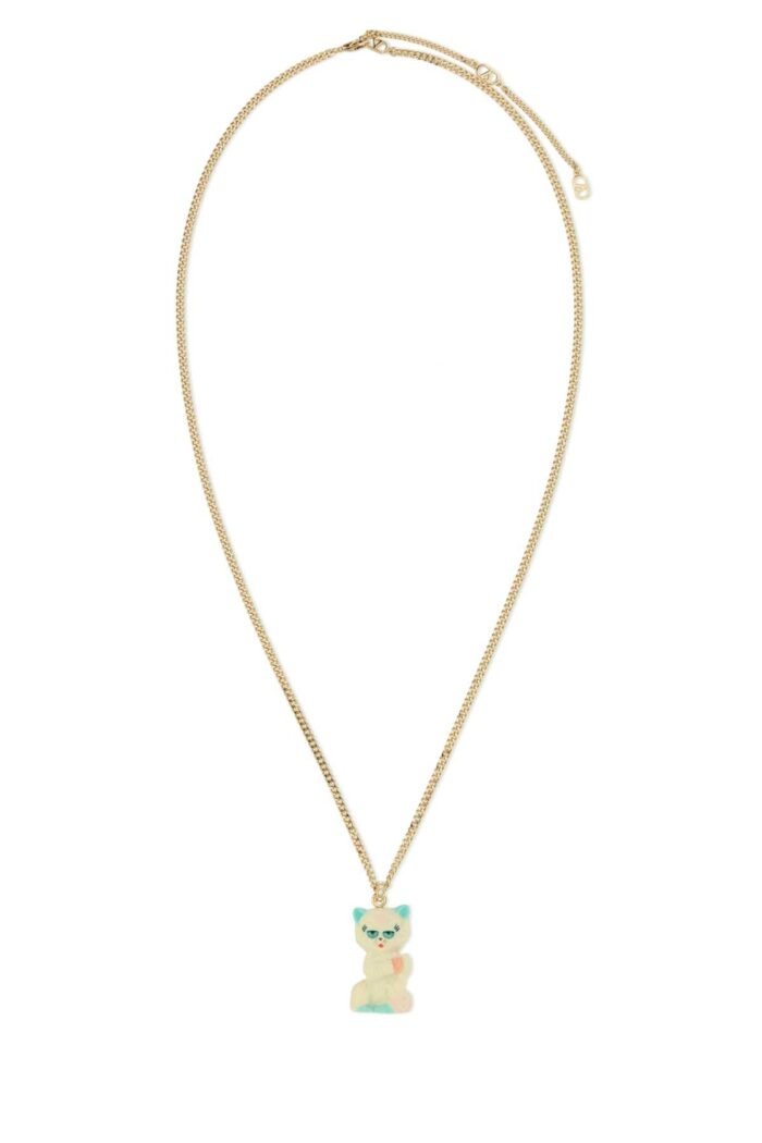 Multicolor nylon and metal Le Chat de la Maison necklace - Image 1