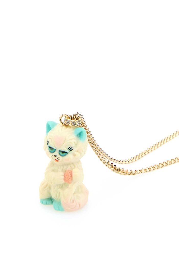 Multicolor nylon and metal Le Chat de la Maison necklace - Image 2