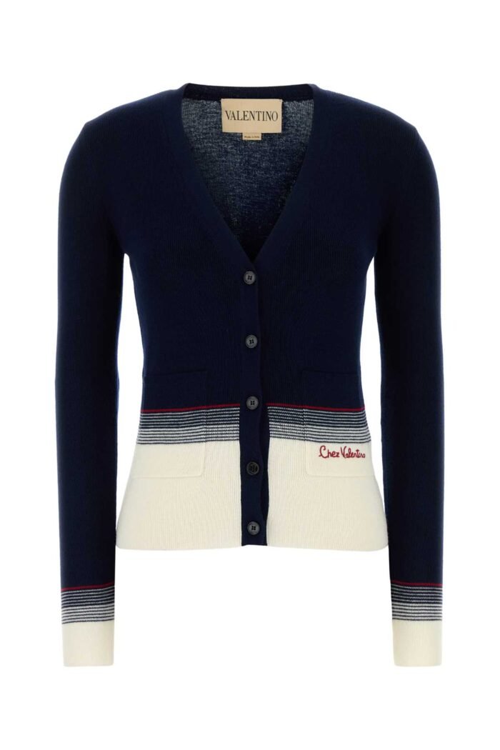 Navy blue wool cardigan - Image 1