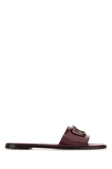 Burgundy leather VLogo Signature slippers