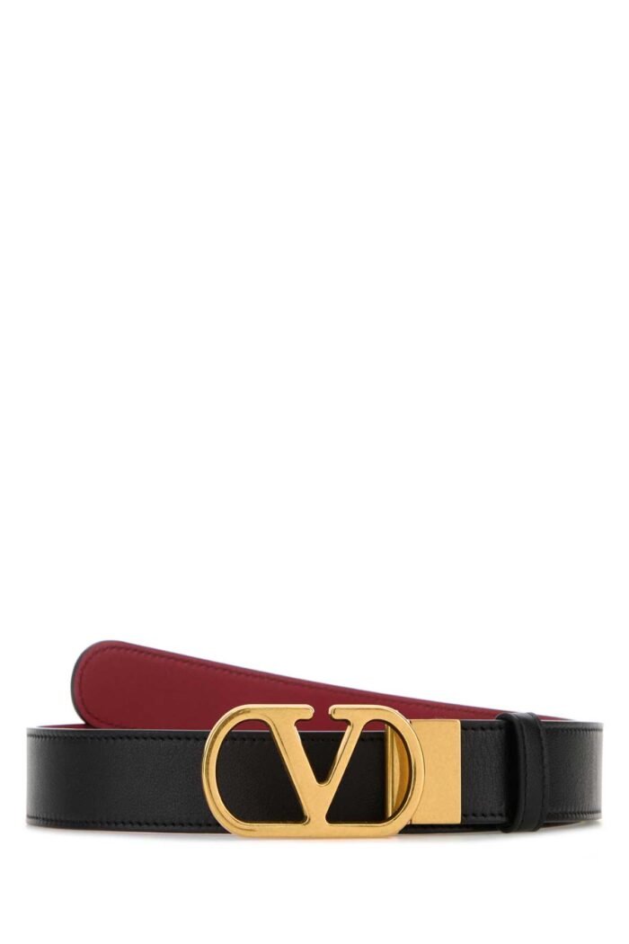 Black leather reversibile belt - Image 1