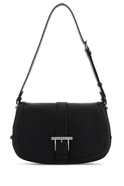 Black leather large Satchel crossbody bag
