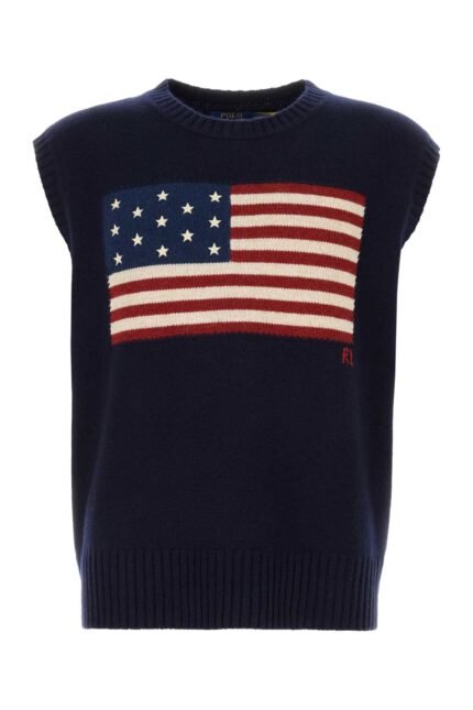 Navy blue wool blend vest