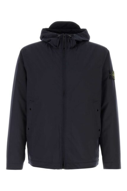 Navy blue stretch polyester padded jacket