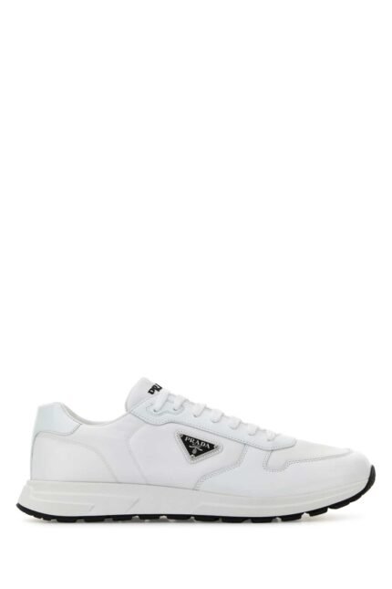 White nylon and leather Prax 2.0 sneakers