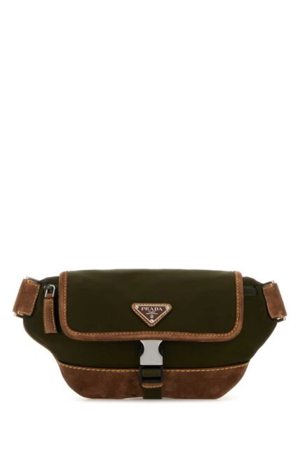Two-tone Re-Nylon and suede belt bag