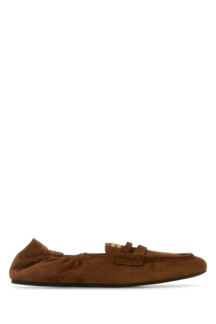 Brown suede leather loafers