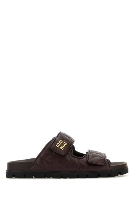 Chocolate nappa leather slippers
