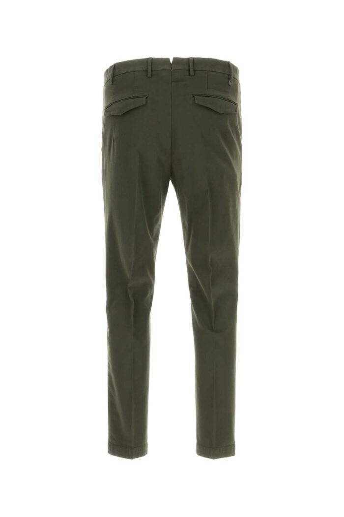Olive green stretch cotton blend pant - Image 2