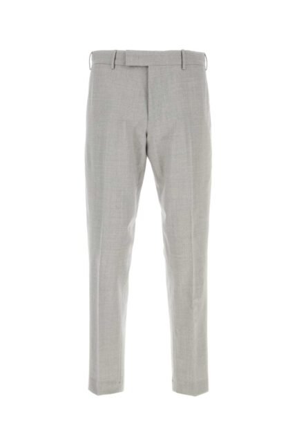 Melange light grey stretch wool pant