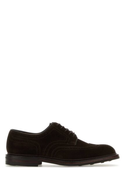 Brown suede Pembroke lace-up shoes