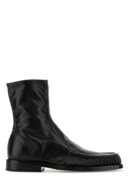 Black leather ankle boots