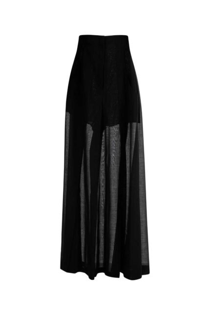 Black wool blend wide-leg pant