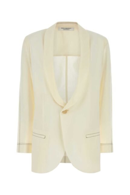 Ivory polyester blend blazer