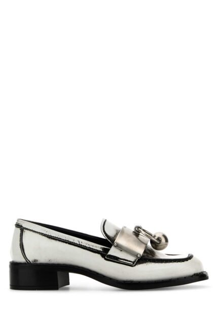 White leather loafers