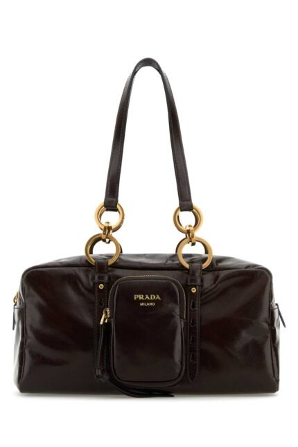Brown leather handbag