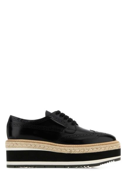 Black leather lace-up shoes