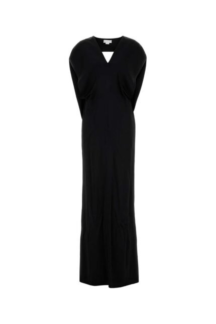 Black satin long dress