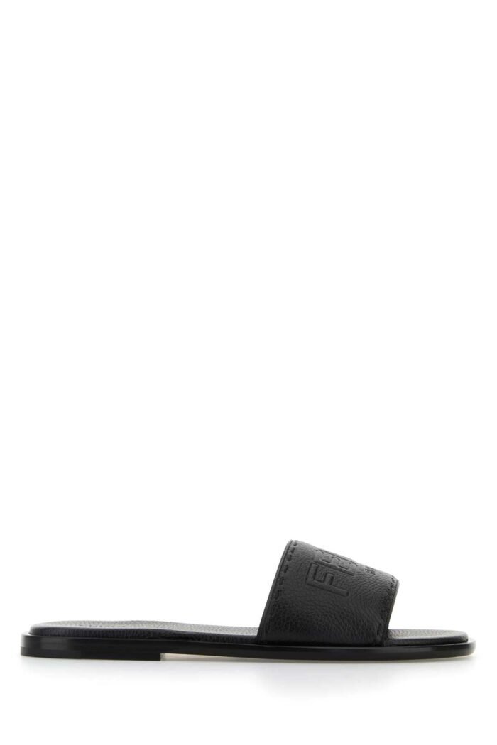Black leather slippers - Image 1