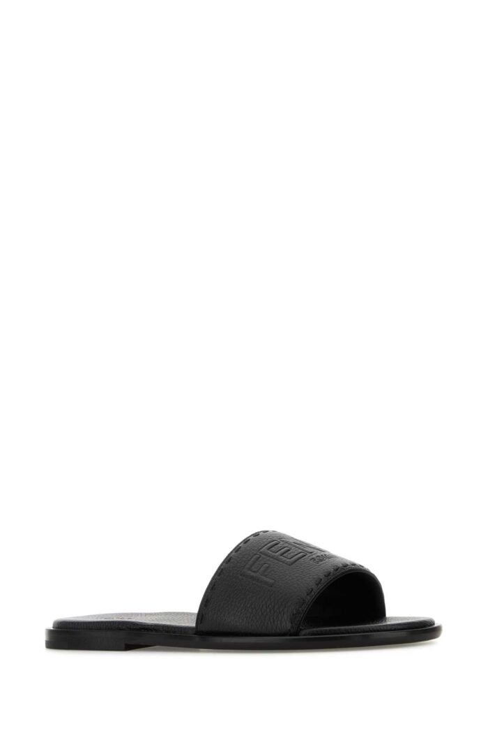 Black leather slippers - Image 2