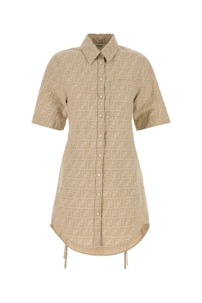 Embroidered chambray shirt dress - Image 1