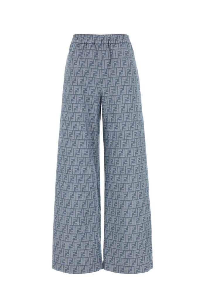 Embroidered chambray wide-leg pant - Image 1