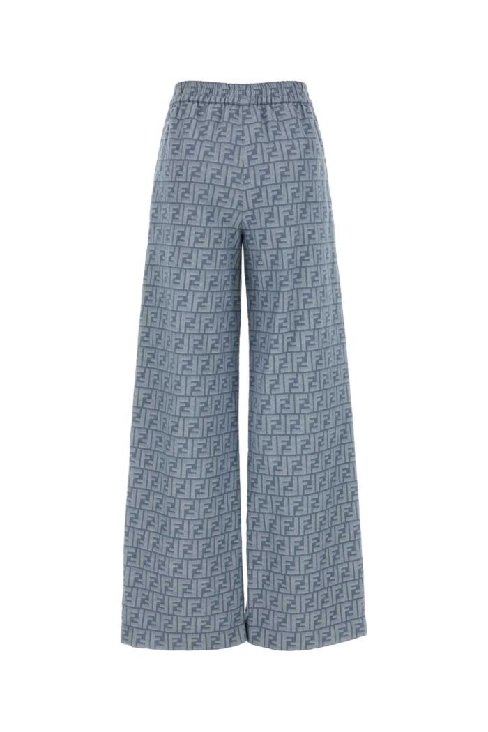 Embroidered chambray wide-leg pant - Image 2