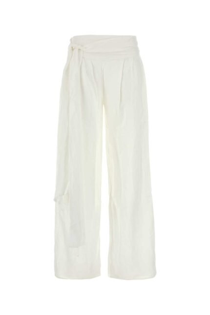 White viscose blend Sage wide-leg pant