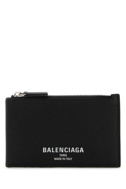 Black leather card holder