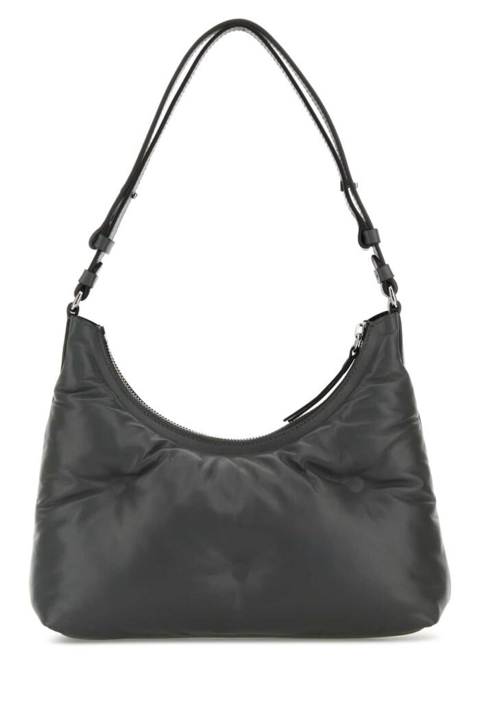 Dark grey nappa leather small Glam Slam Hobo shoulder bag - Image 3