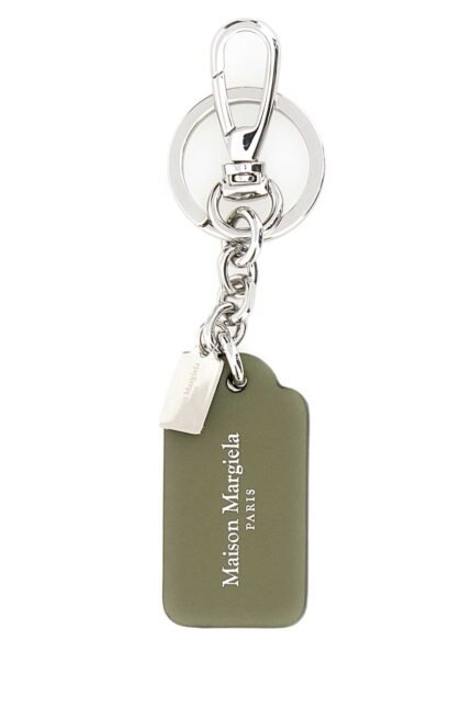 Olive green leather keyring