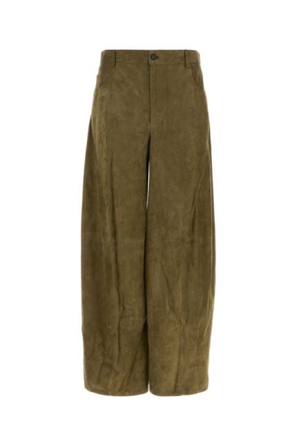 Olive green suede pant