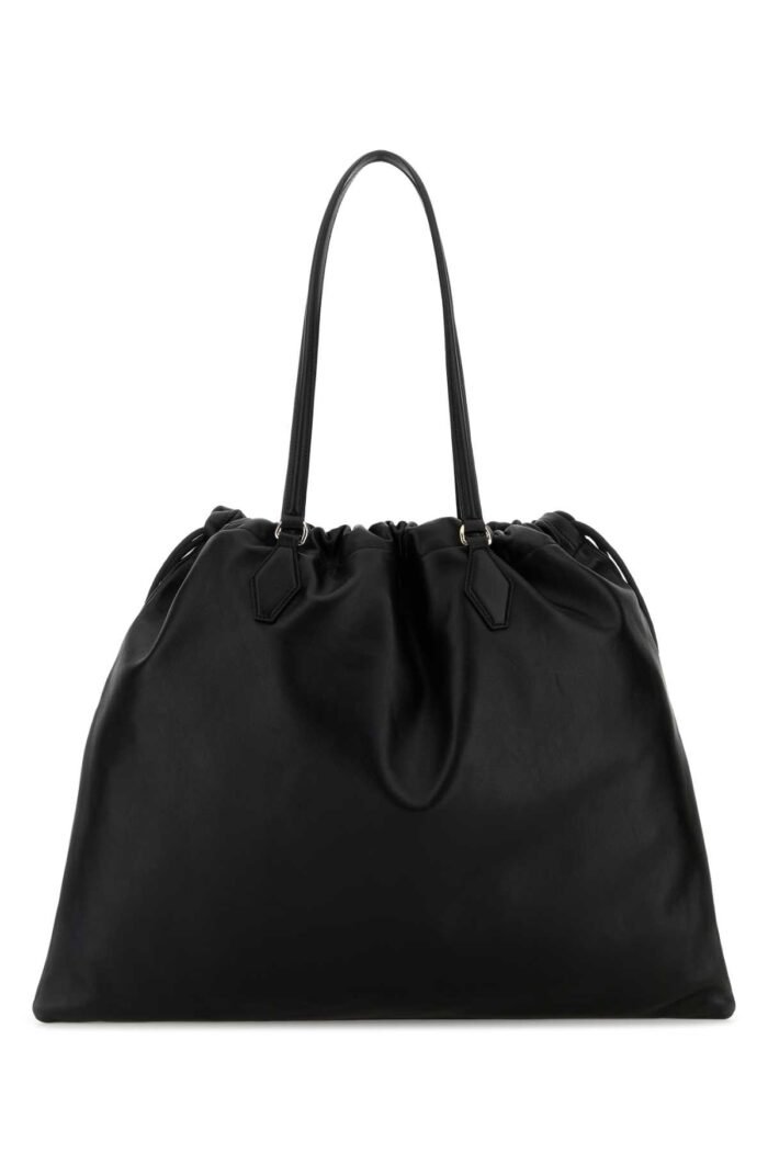 Black nappa leather shopping bag - Image 3