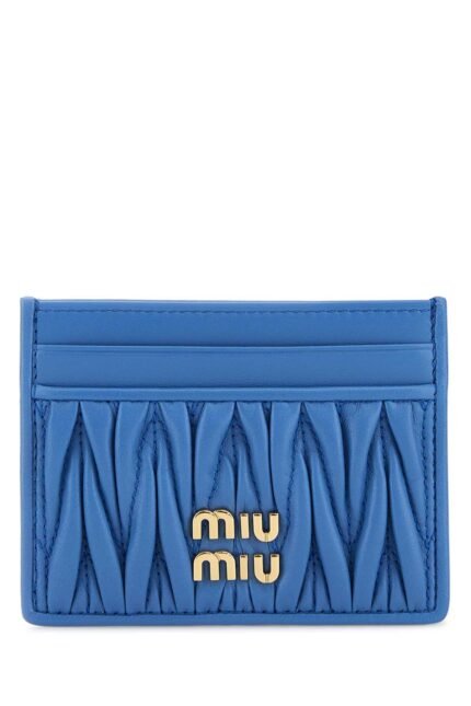 Cerulean leather card holder