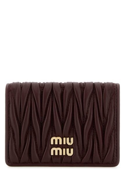 Burgundy nappa leather card holder