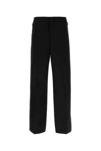 Black wool wide-leg pant