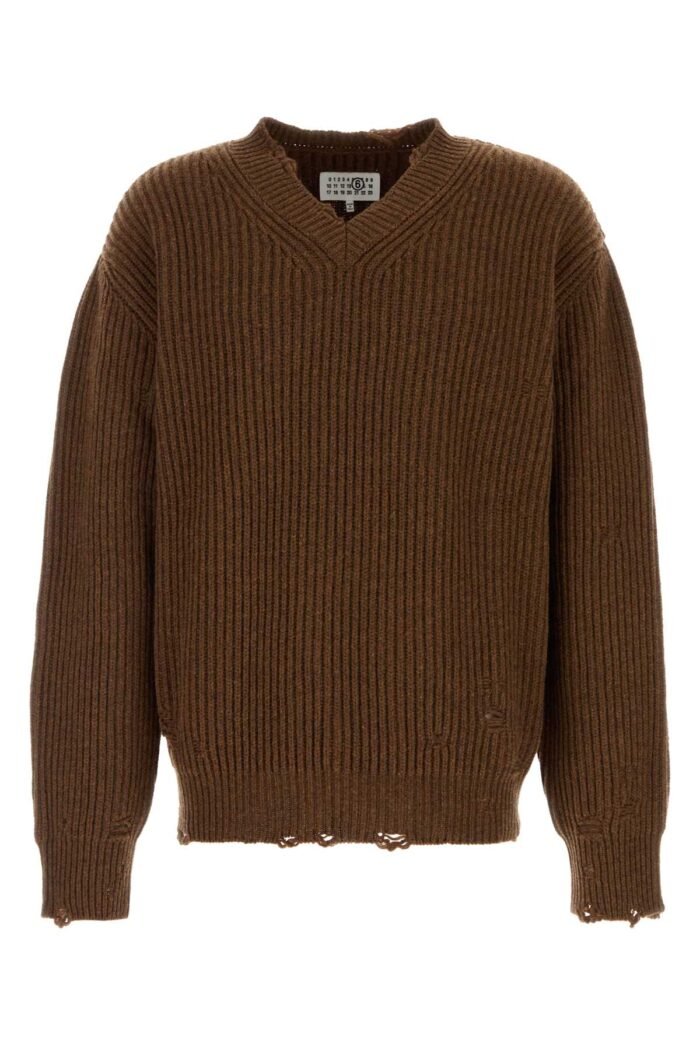 Melange brown wool blend sweater - Image 1