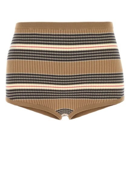 Embroidered stretch cotton blend shorts
