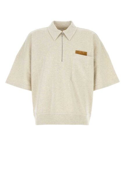 Melange sand cotton polo shirt