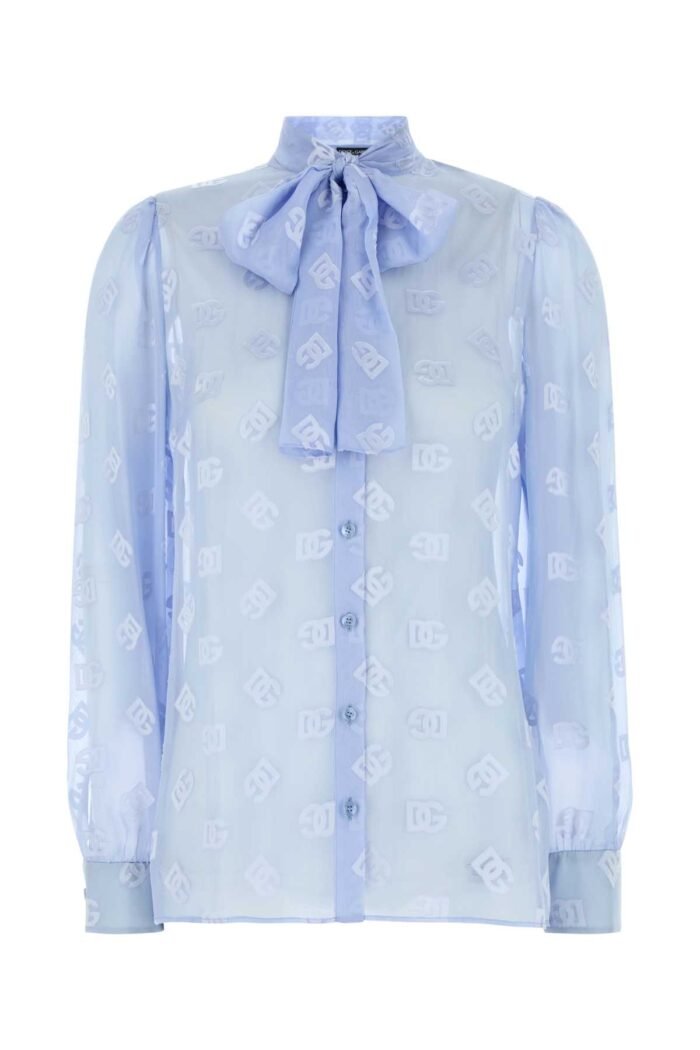 Light blue silk blend shirt - Image 1