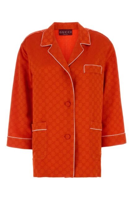 Orange satin shirt