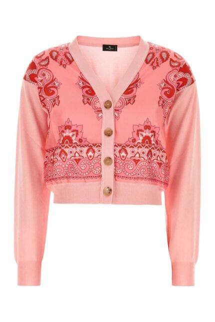 Pink cotton blend cardigan
