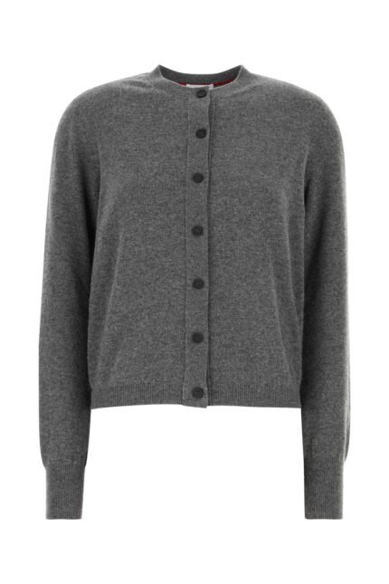 Dark grey stretch cashmere blend cardigan