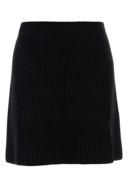 Black wool mini skirt
