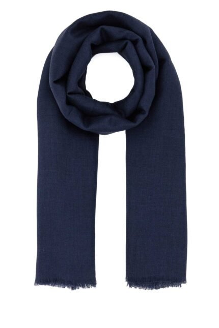 Navy blue cashmere blend Rauche foulard