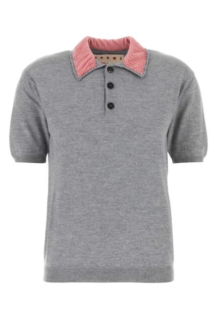 Grey wool polo shirt