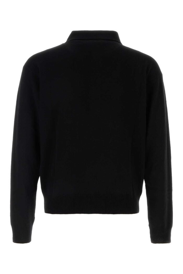Black wool polo shirt - Image 2